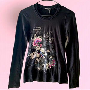 Marc Aurel Long Sleeved Hand Embroidered Top Size XS NWT